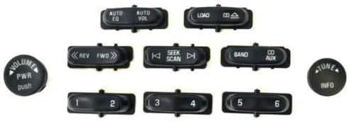 Radio Button and Knob 10 Piece Replacement Set for 2003-2007 GM 6CD AM-FM Radios