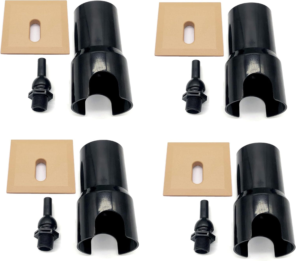 Pool deck jet fountains with tan square caps, 4 pack