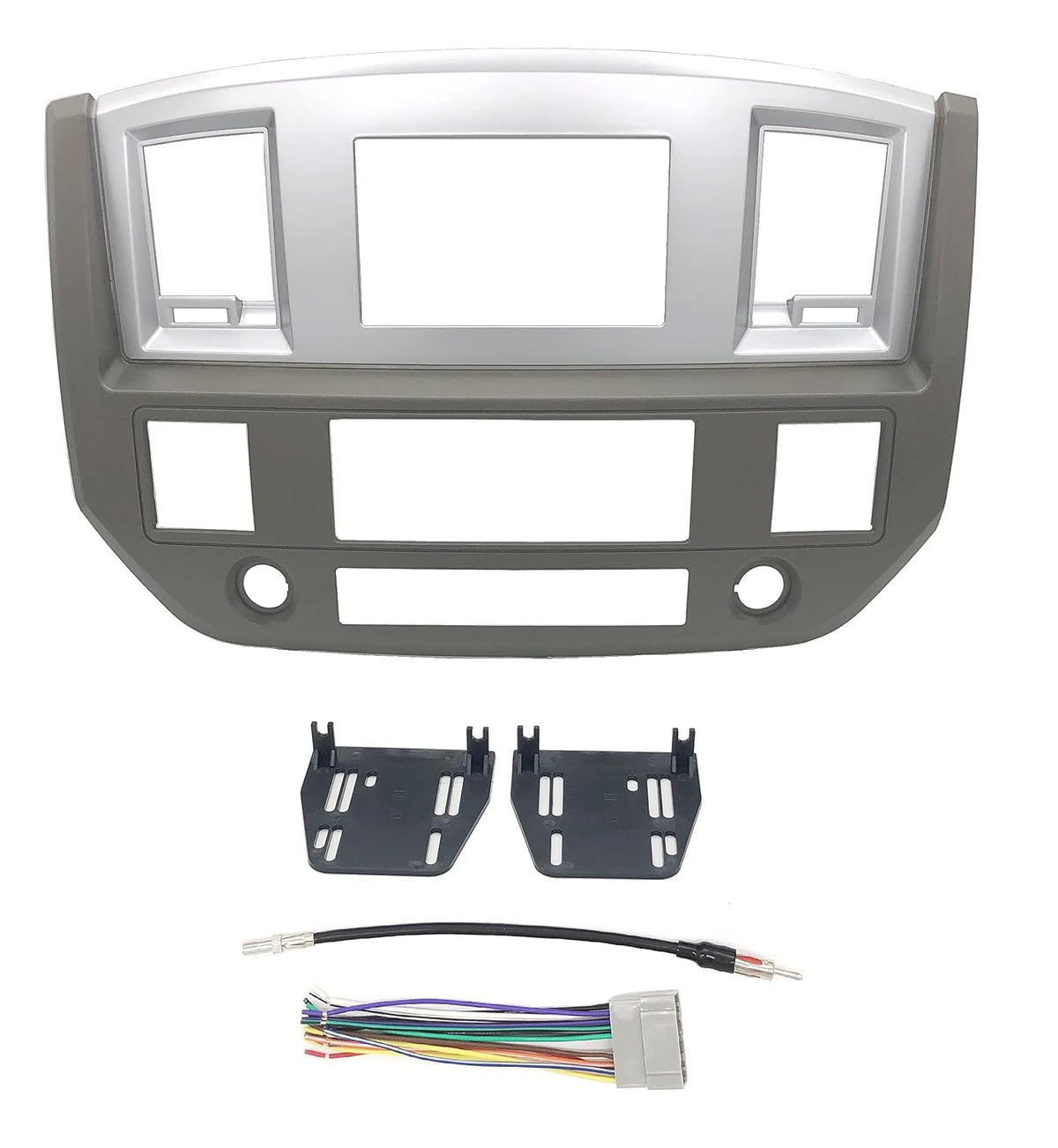 Double DIN Dash Kit for Dodge Ram 2006-2009 – Khaki and Silver