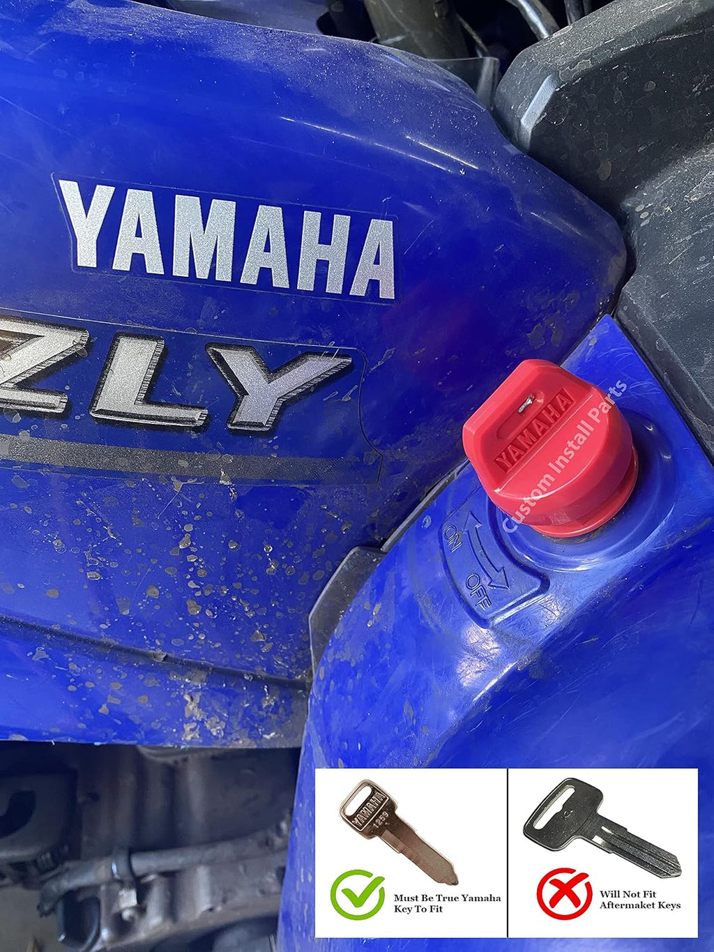 Ignition Key Switch Cover and Nut for Yamaha ATV – Grizzly and Raptor, Silicone, 6 Colors