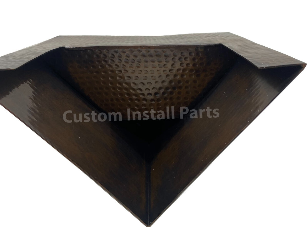 Hammered copper V-style wedge pool water scupper