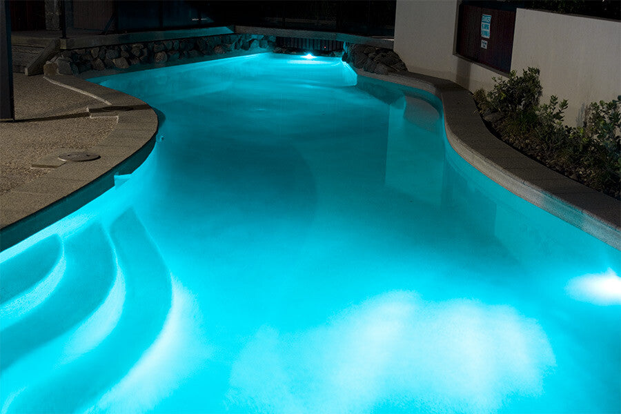 Pool lit with white LED bulb