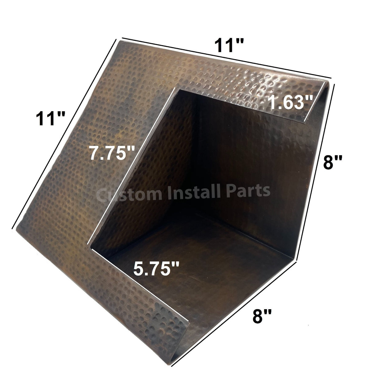 Copper wedge scupper dimensions diagram