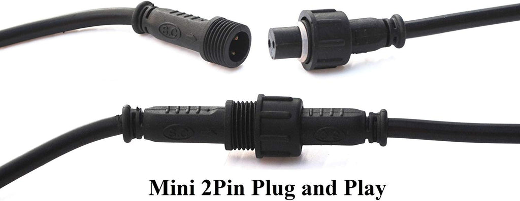 6.5 Foot Mini 2-Pin Extension Cord for Stainless Steel LED Deck Lights – Plug and Play
