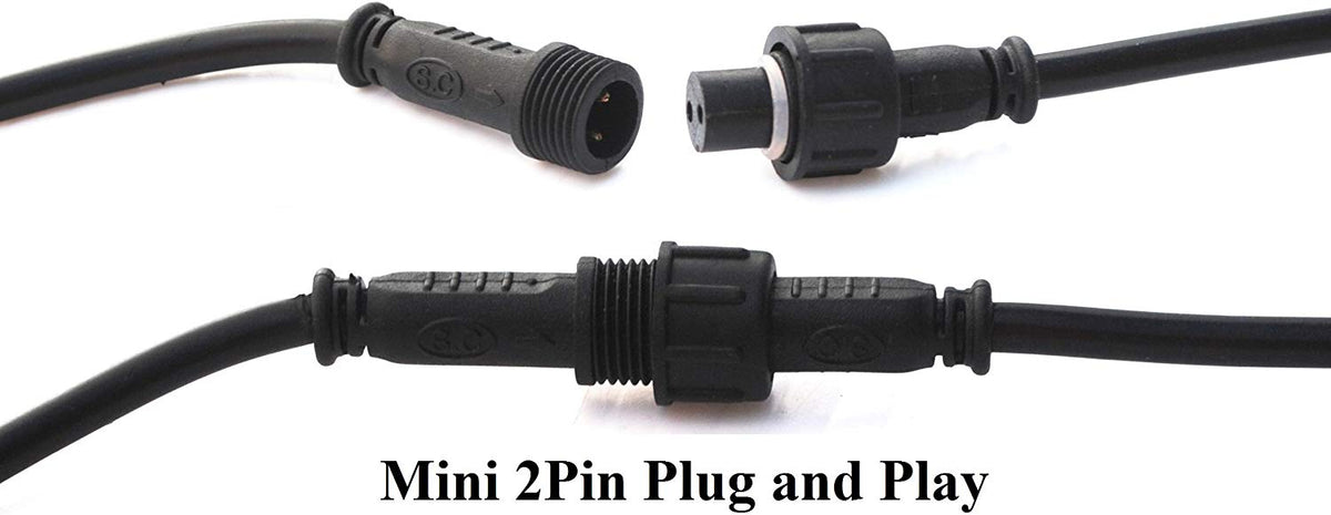 6.5 Foot Mini 2-Pin Extension Cord for Stainless Steel LED Deck Lights – Plug and Play