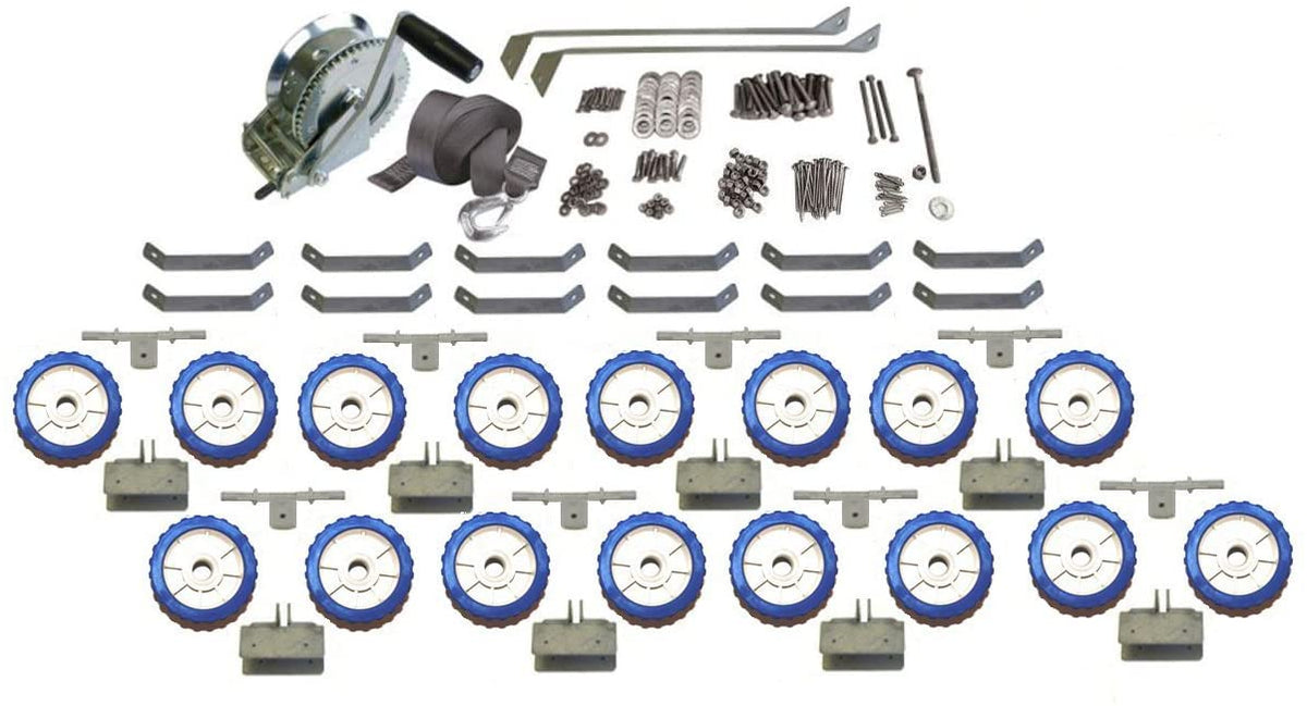 Large watercraft ramp roller kit with wobble rollers
