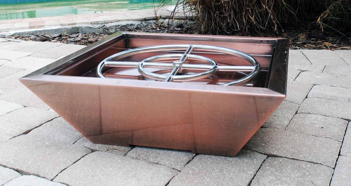 Copper Clad Gas Fire Pit Bowl – 18, 24 or 30 Inch, 316 Stainless Steel, Propane or Natural Gas