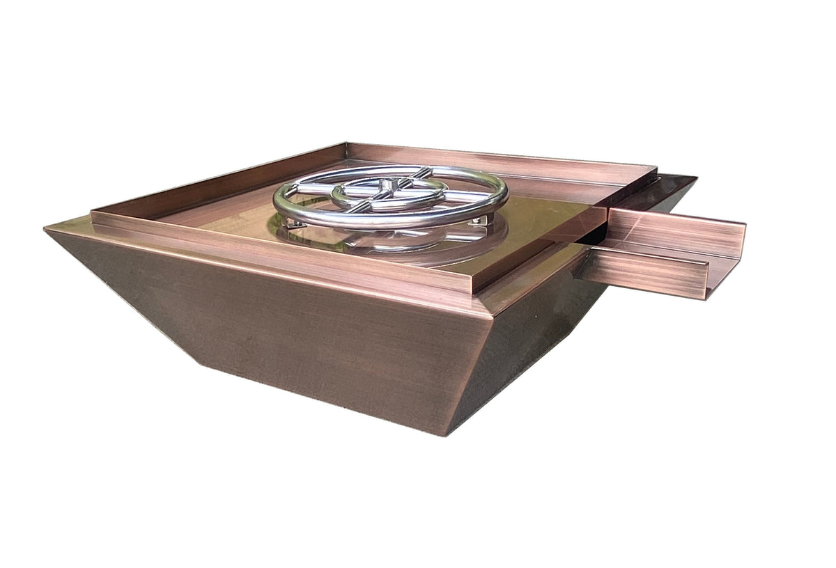 Copper Clad Gas Fire and Water Bowl – 18, 24 or 30 Inch, 316 Stainless Steel, Pool Scupper