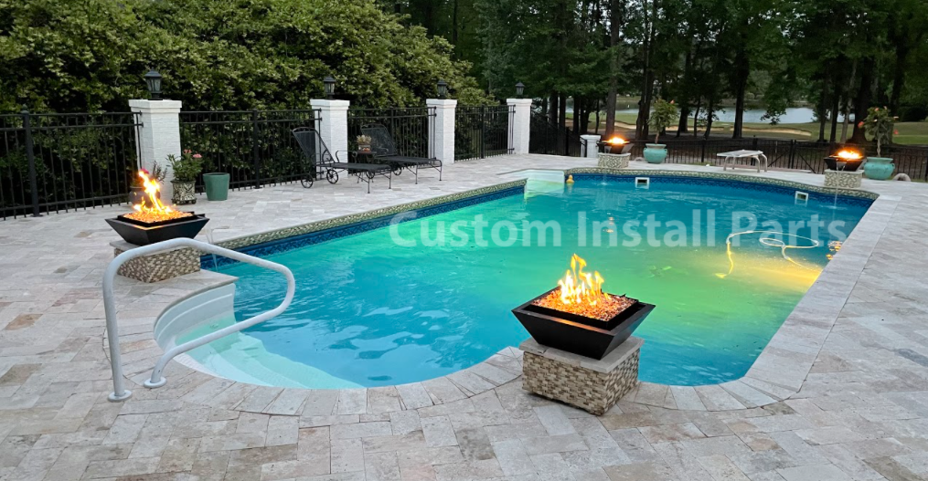 Copper Clad Gas Fire and Water Bowl – 18, 24 or 30 Inch, 316 Stainless Steel, Pool Scupper