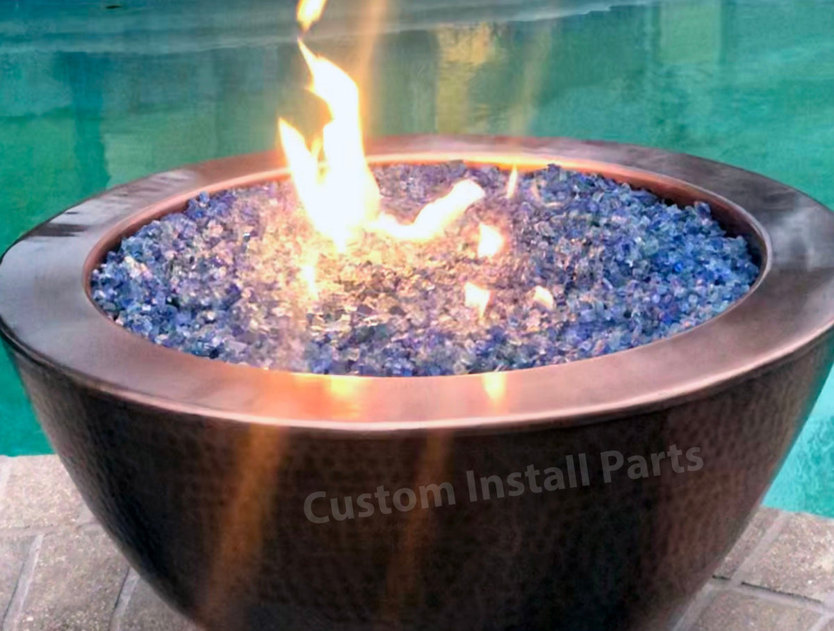 26 inch round hammered copper gas fire pit