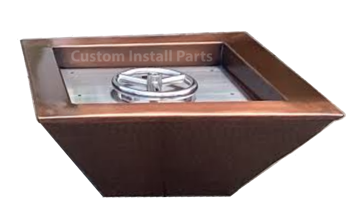 18 inch square hammered copper gas fire pit