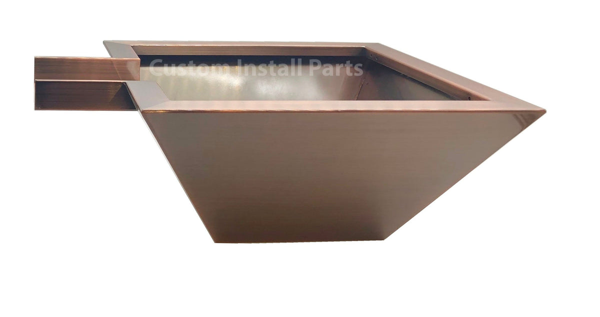 Copper clad water bowl fountain, smooth copper finish