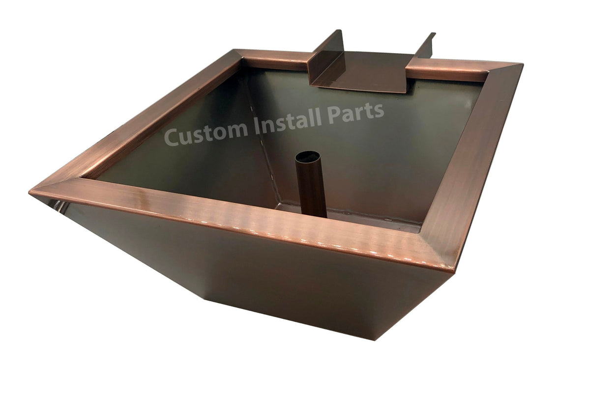 Copper Clad Water Bowl Fountain – 18 or 24 Inch, Smooth Copper over Stainless Steel, Pool Scupper