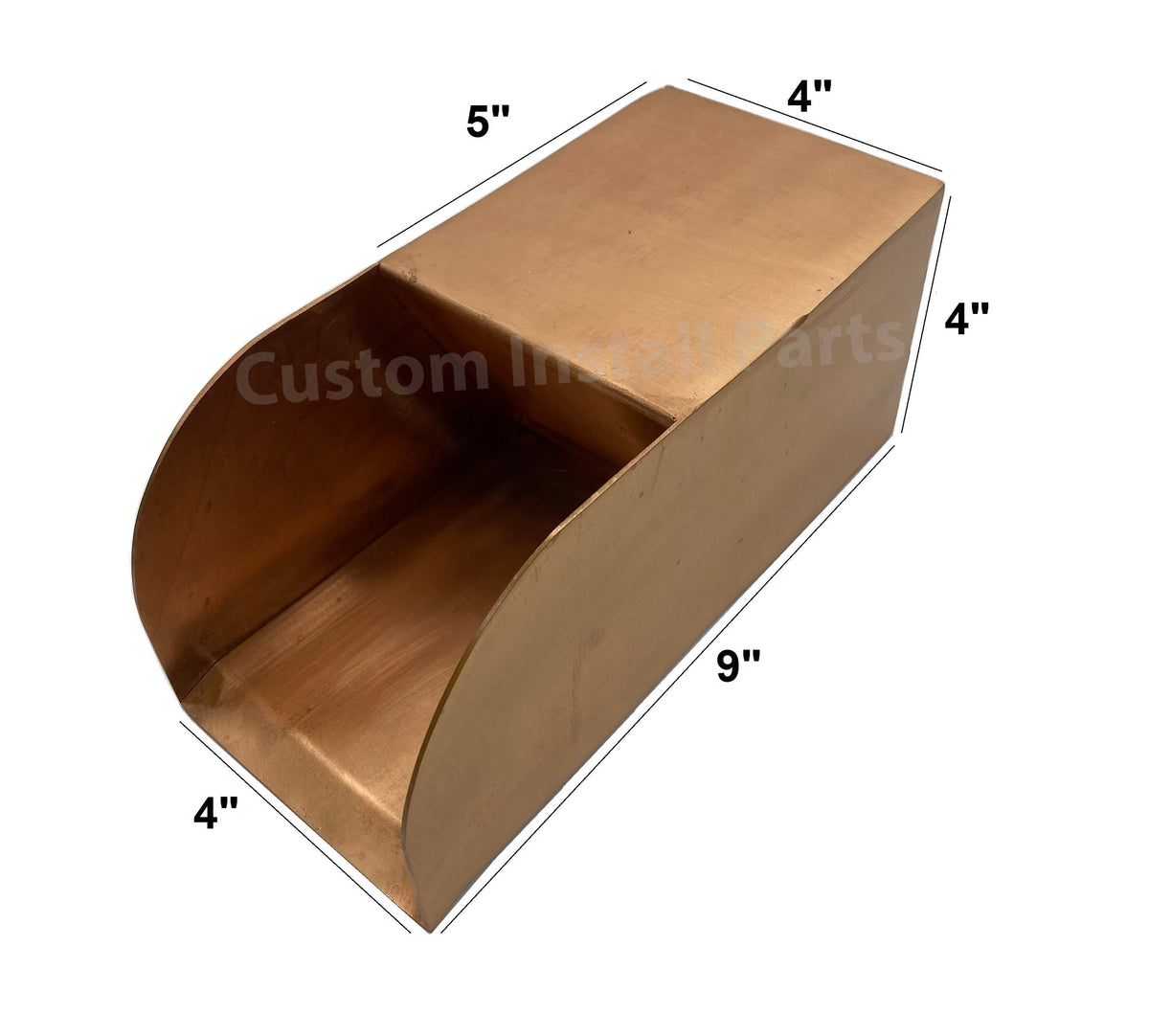 Smooth Copper Pool Water Scupper – Curved or Straight Edge, 3 to 12 Inch, 1-1/2 in. NPT