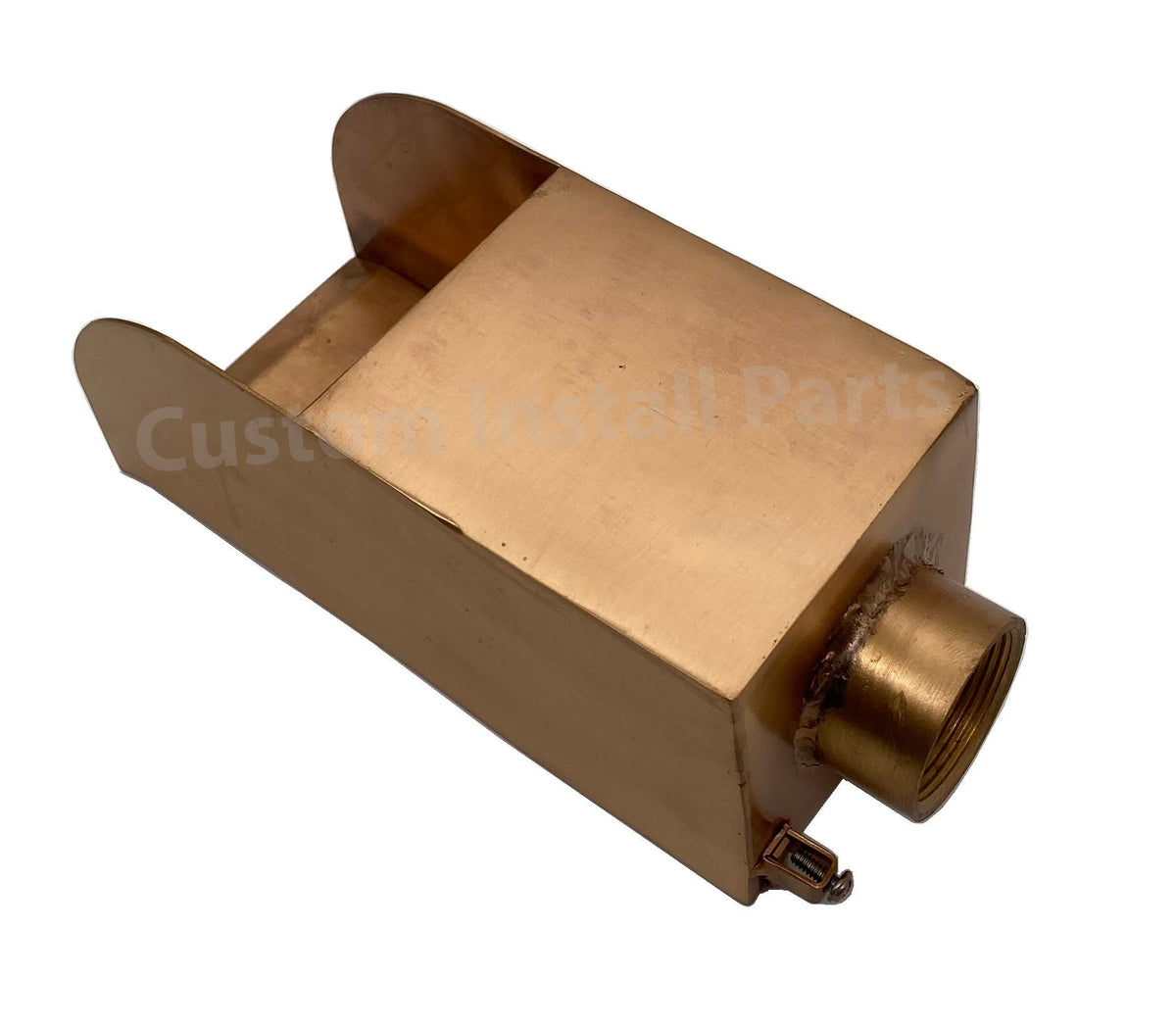 Smooth Copper Pool Water Scupper – Curved or Straight Edge, 3 to 12 Inch, 1-1/2 in. NPT