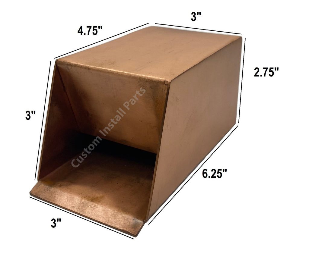 Smooth Copper Pool Water Scupper – Curved or Straight Edge, 3 to 12 Inch, 1-1/2 in. NPT
