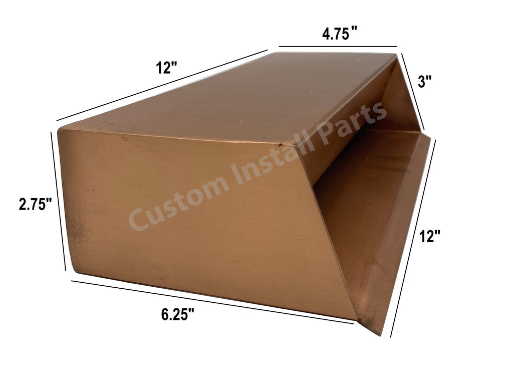 Smooth Copper Pool Water Scupper – Curved or Straight Edge, 3 to 12 Inch, 1-1/2 in. NPT