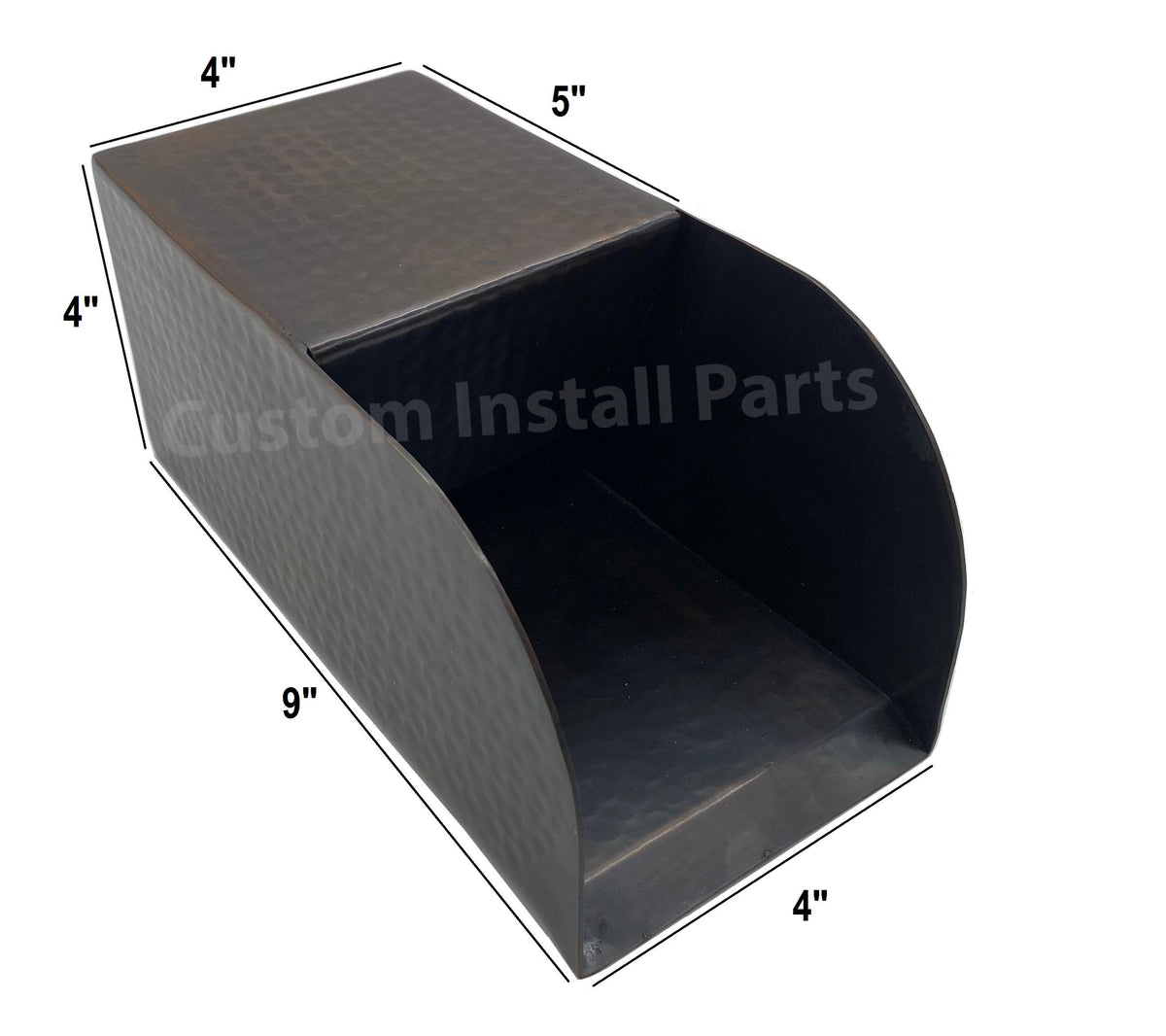 Hammered Copper Pool Water Scupper – Curved or Straight Edge, 3 to 12 Inch, 1-1/2 in. NPT