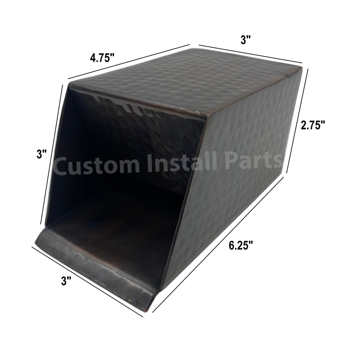 Hammered Copper Pool Water Scupper – Curved or Straight Edge, 3 to 12 Inch, 1-1/2 in. NPT