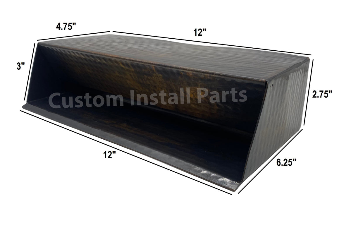 Hammered Copper Pool Water Scupper – Curved or Straight Edge, 3 to 12 Inch, 1-1/2 in. NPT
