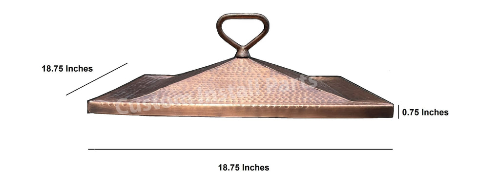 Hammered Copper Fire Pit Lid – Solid Copper Cover, 18, 24 or 30 Inch Square or 26 Inch Round