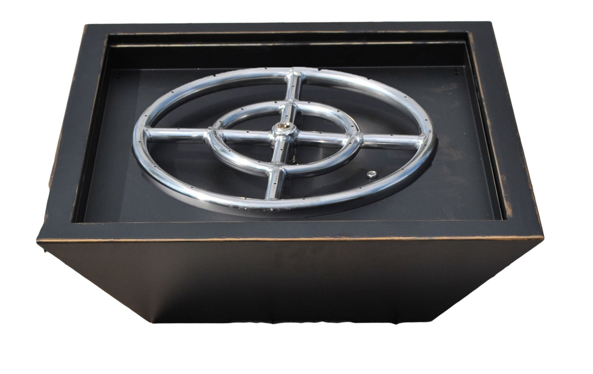 18 inch rustic black gas fire pit bowl