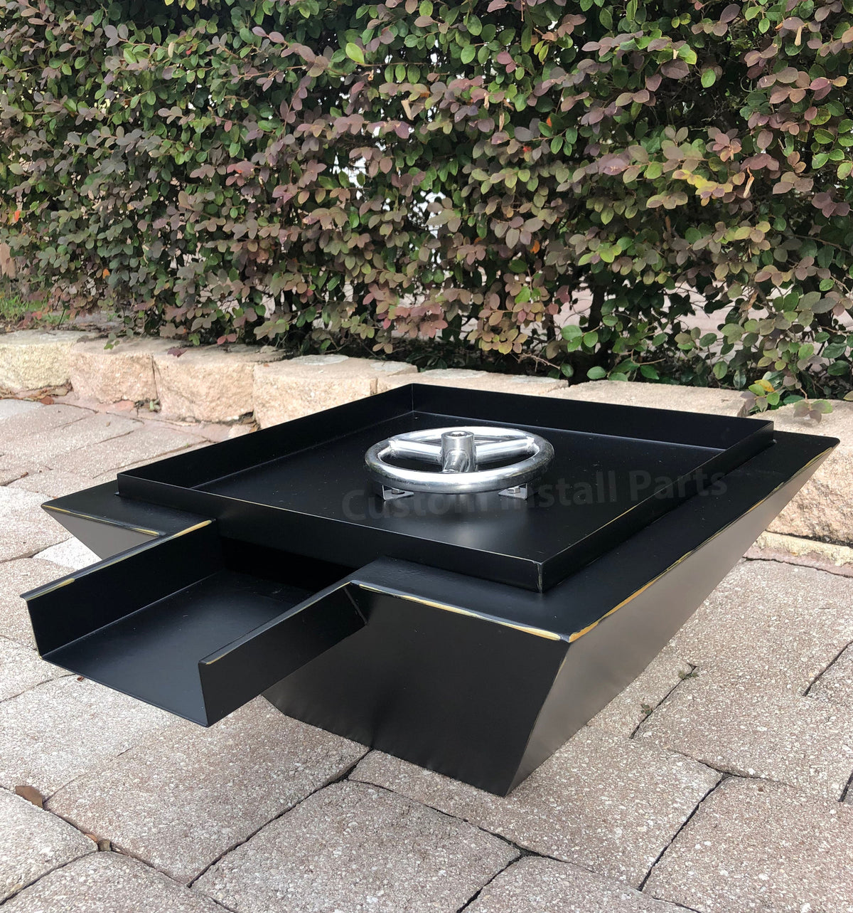 Stainless Steel Gas Fire and Water Bowl – 18 or 24 Inch, Stainless or Rustic Black, Pool Scupper