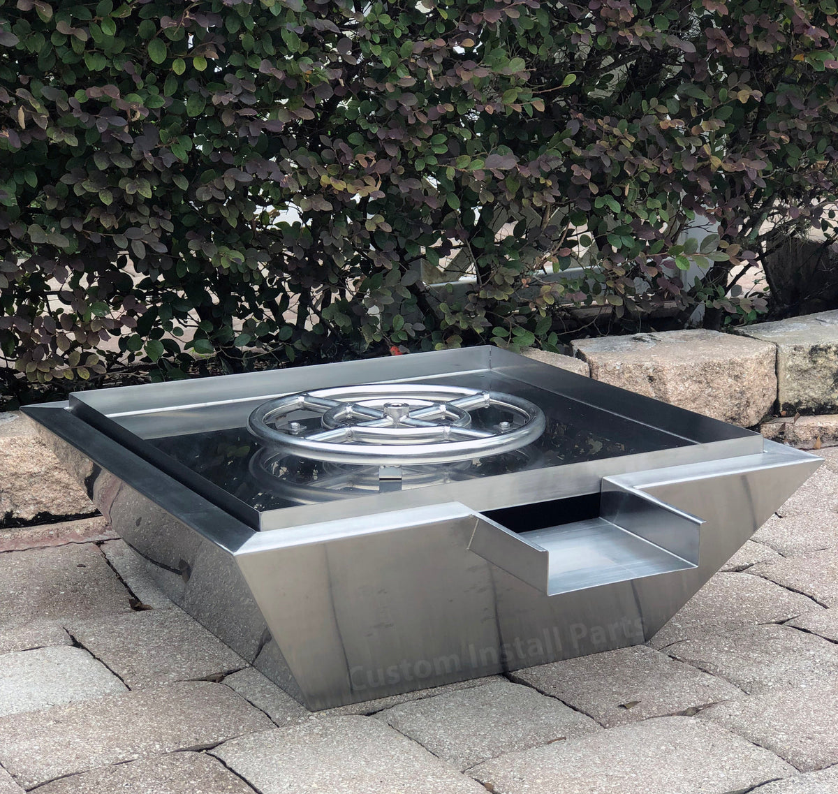 24 inch stainless steel fire and water bowl