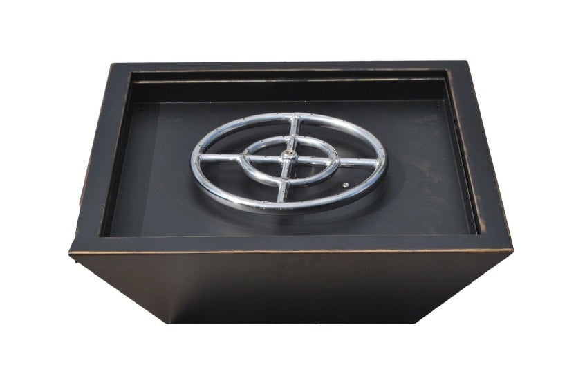 24 inch rustic black gas fire pit bowl