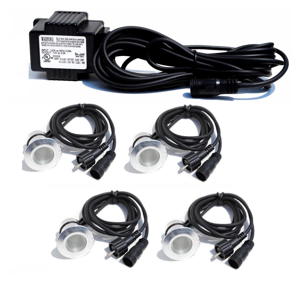 LED Deck Lights Kit – Bright White, Low Voltage Plug and Play, 4 or 10 Lights with Transformer
