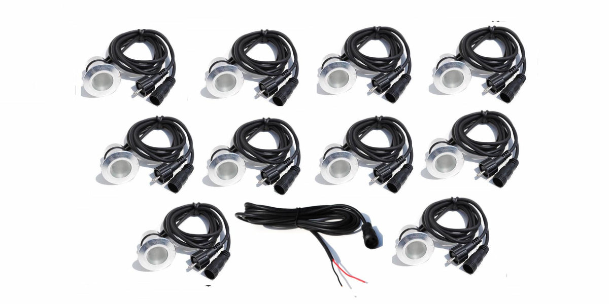 LED Deck Lights Kit – Bright White, Low Voltage Plug and Play, 4 or 10 Lights with Transformer
