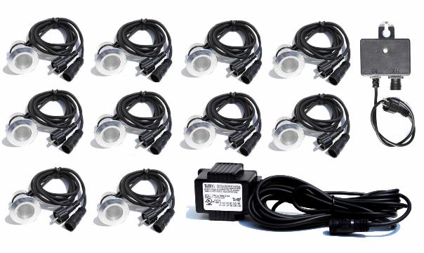 LED Deck Lights Kit – Bright White, Low Voltage Plug and Play, 4 or 10 Lights with Transformer