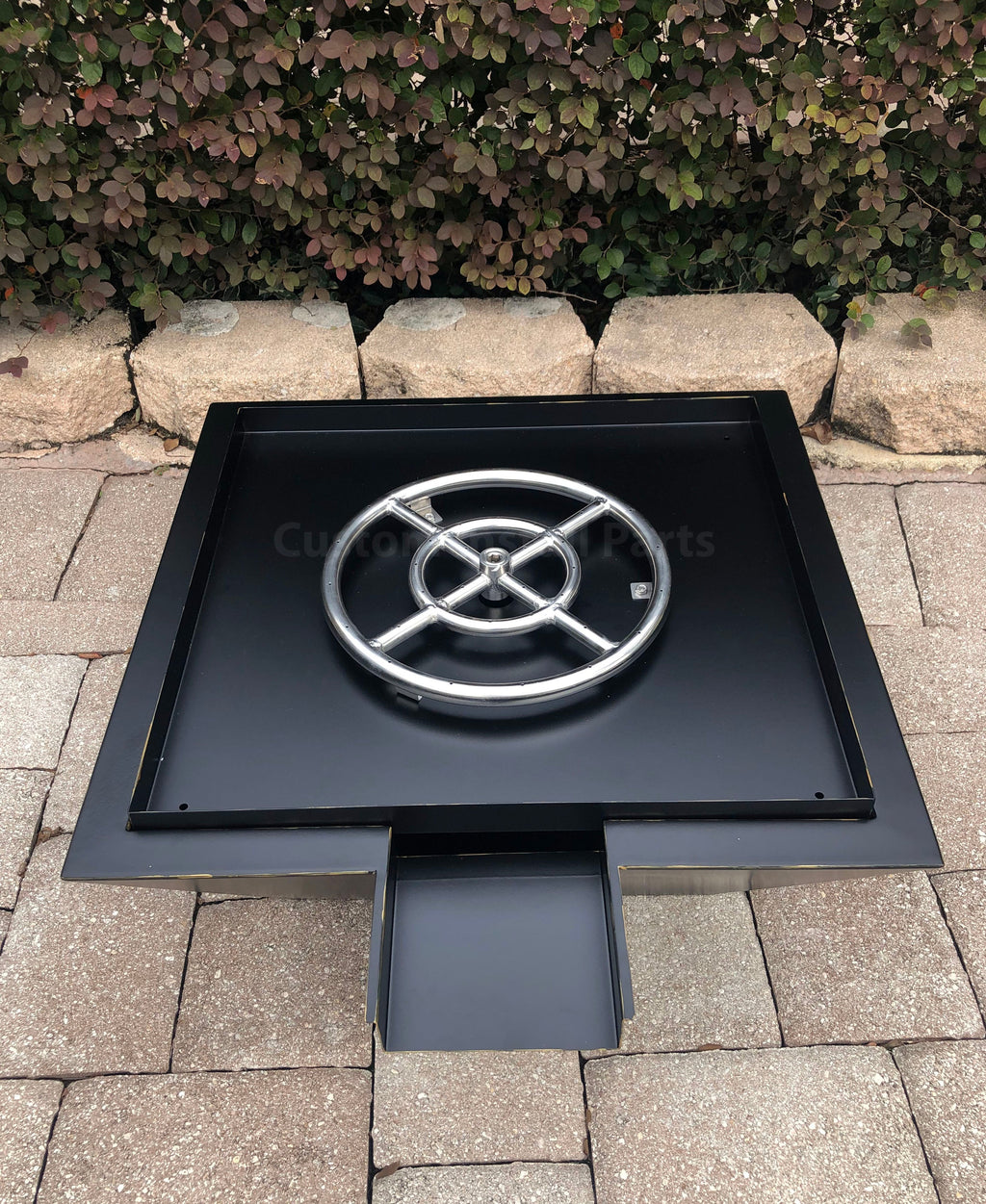 Stainless Steel Gas Fire and Water Bowl – 18 or 24 Inch, Stainless or Rustic Black, Pool Scupper