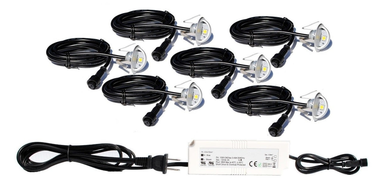 Stainless Steel LED Moon Deck Lights – Domed, White, Recessed In-Ground, 6 or 10 Pack with Optional Transformer