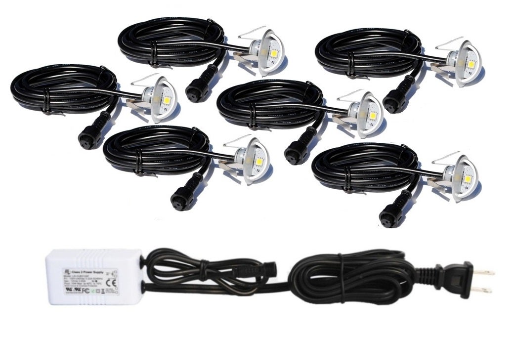 Stainless Steel LED Moon Deck Lights – Domed, White, Recessed In-Ground, 6 or 10 Pack with Optional Transformer