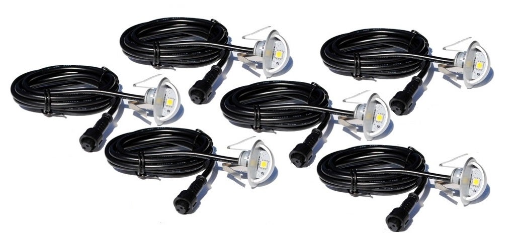 Stainless Steel LED Moon Deck Lights – Domed, White, Recessed In-Ground, 6 or 10 Pack with Optional Transformer